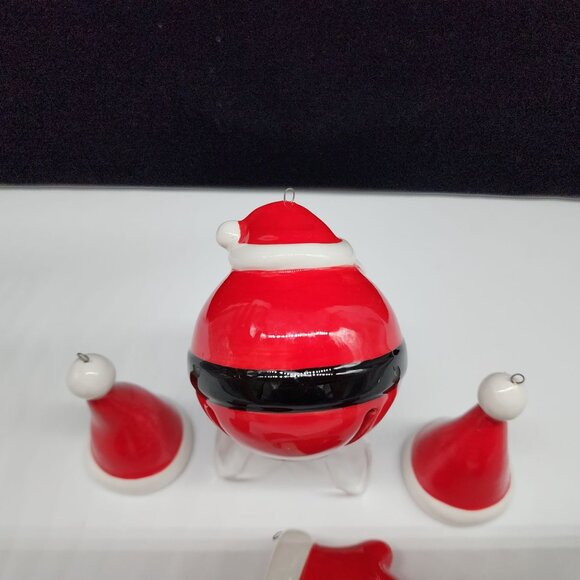 Ceramic Santa Christmas Ornaments 7 Pieces Including Santa Hat Mittens & Boots - Picture 5 of 6